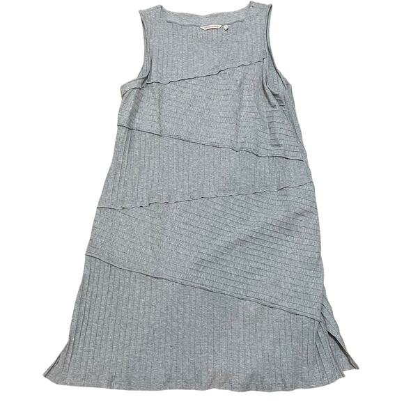 Soft Surroundings Women’s Large Gray Stretch Ribbed Lagenlook Tiered Midi Dress